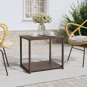 vidaXL Side Table Brown 21.7 in.x17.7 in.x19.3 in. Poly Rattan - 1 of 4