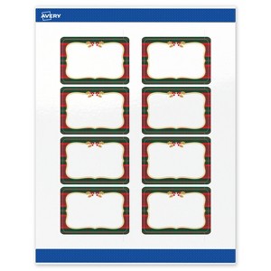 Avery Labels, 2" x 3", Gold-Red-Green Plaid, Glossy, 80ct - 1 of 4