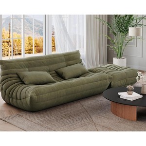 Bean Bag Couch with Ottoman, Oversized Fireside Chair Sofa with High-Density Foam, Pet-Friendly Suede Loveseat for Living Room, Bedroom - 1 of 4