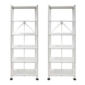 Origami 2 Pack 6-Tier Metal Storage Shelves with Durable Steel Frame and Easy Assembly for Home, Kitchen, and Garage Shelving, White - 1 of 4