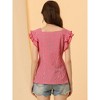 INSPIRE CHIC Women's Summer Gingham Square Neck Ruffle Sleeve Blouse - 3 of 4