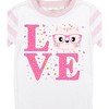 Love Cat Sparkles Youth Short Sleeve Shirt & Pink Striped Sleep Pajama Pants Set - 3 of 4