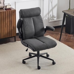 VINGLI Rolling Ergonomic Office Desk Chair with Padded Flip-up Arms, 360° Swivel High Back Executive Computer Chair with Wheels, - 1 of 4