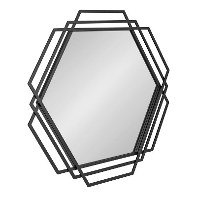 Kate and Laurel Kona Hexagon Metal Hexagon Mirror, 32x31, Black