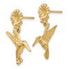 Black Bow Jewelry Hummingbird and Flower Dangle Post Earrings in 14k Yellow Gold - 2 of 4