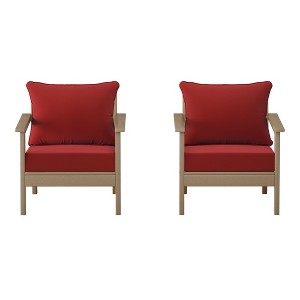 WestinTrends Avalon Outdoor Modern HDPE Patio Club Chairs with Deep Seat Cushions (Set of 2) - 1 of 4
