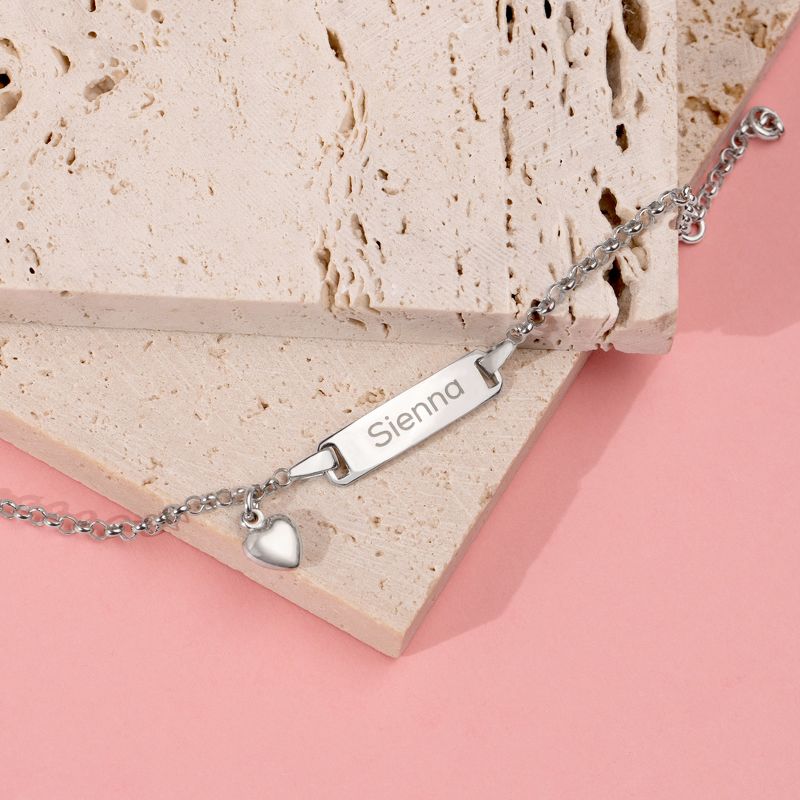 Girls' Polished Puff Heart Bracelet Sterling Silver - In Season Jewelry, 5 of 7