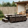 vidaXL 13 Piece Patio Dining Set with Cushions - Brown Poly Rattan Outdoor Garden Furniture, Compact Storage, Glass Tabletop - 2 of 4