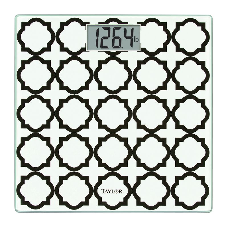 Taylor® Precision Products Digital Glass Bathroom Scale with Black/White Lattice, 400-Lb. Capacity, 1 of 5