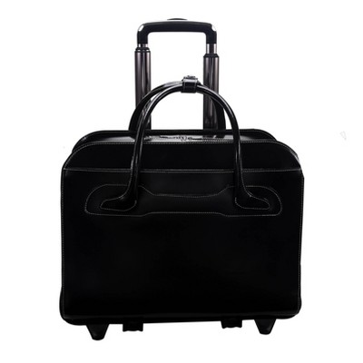 McKlein Willowbrook 15" Leather Patented Detachable - Wheeled Ladies' Laptop Briefcase (Black)