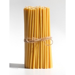100 Pack Thin Beeswax Taper Candles - 7 Inch Tall Yellow Candles for Meditation, Church, Easter, Home Use, Christmas - 1 of 4