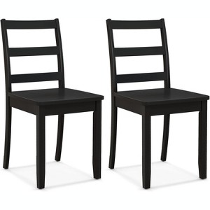 ADILE Wooden Armless Dining Chairs Set of 2, Black - 1 of 4