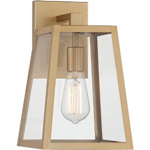 John Timberland Arrington 13" High Farmhouse Rustic Outdoor Wall Light Fixture Mount Porch House Edison Bulb Soft Gold Finish Metal Clear Glass Shade - 1 of 4