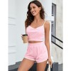 BLUEMING Womens Casual 2 Piece Pajama Sets Summer Crop Top High Waisted Shorts Sleepwear Lounge Outfits - 3 of 4