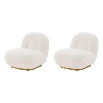 Set of 2 Edina Modern Boucle Upholstered Accent Chairs White - Manhattan Comfort