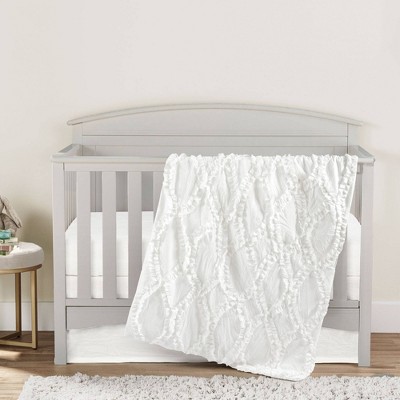 Lush Décor Crib Bedding Set Avon Embellished Soft Baby/Toddler - White - 3pc