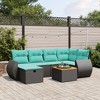 vidaXL 7 Piece Patio Sofa Set with Cushions - Black without storage - 2 of 4