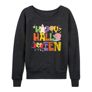 Women's - SpongeBob SquarePants - Happy Halloween Lightweight French Terry Wide Neck Long Sleeve Shirt - 1 of 4