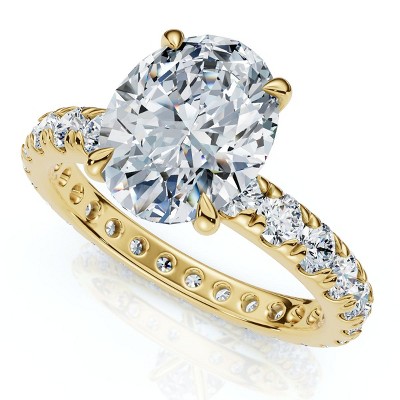 Pompeii3 Certified 2Ct Oval Diamond Engagement Eternity Ring 14k Gold or Pt Lab Created
