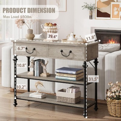 Console Tables for Entryway, Small Entryway Table with 2 Drawers, Narrow Console Table with Storage Shelves for Living Room Table