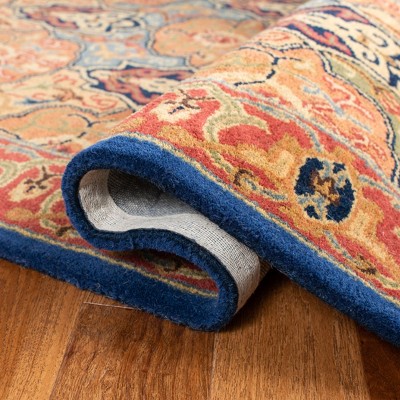 Hand-Tufted Blue and Red Wool Rectangular Area Rug, 5' x 8'