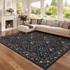 Modern Foldable Area Rugs for Living Room Vintage Striped Washable Low Pile Carpet Navy Indoor Easy Care Soft Non Slip Rug - 2 of 4