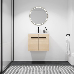 Floating Bathroom Vanity With Ceramics Countertop Sink, Wall Mounted 2 Doors Bathroom Storage Cabinet Set - 1 of 4