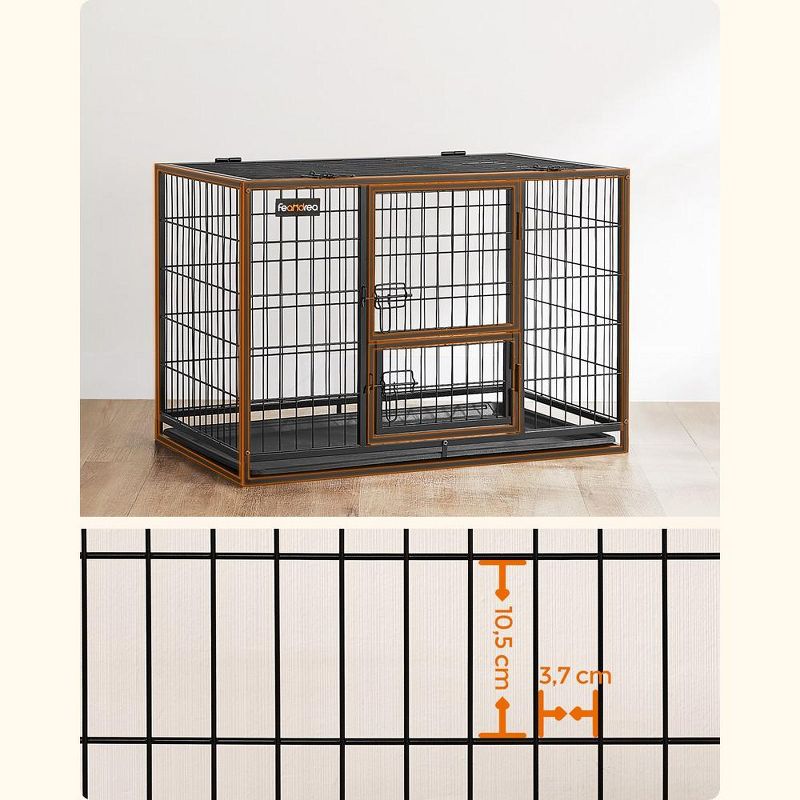 Feandrea Heavy-Duty Dog Crate, Metal Dog Kennel and Cage with Removable Tray, for Small and Medium Dogs, 3 of 9