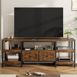 Modern TV Stand with 2 Fabric Drawers, Wooden Entertainment Center with Open Shelves, Media Console Cabinet for Living Room Bedroom - 1 of 4