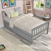 Space-Saving Twin Platform Bed with Trundle | 250LB Capacity MDF Bed Frame w/ Noise-Free Design & Headboard (Grey, Unfinished) - 2 of 4