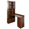 YOOCOZZ 2-in-1 L-Shaped Corner Computer Desk with Drawers, Bookshelf & Hutch-Walnut - 2 of 4