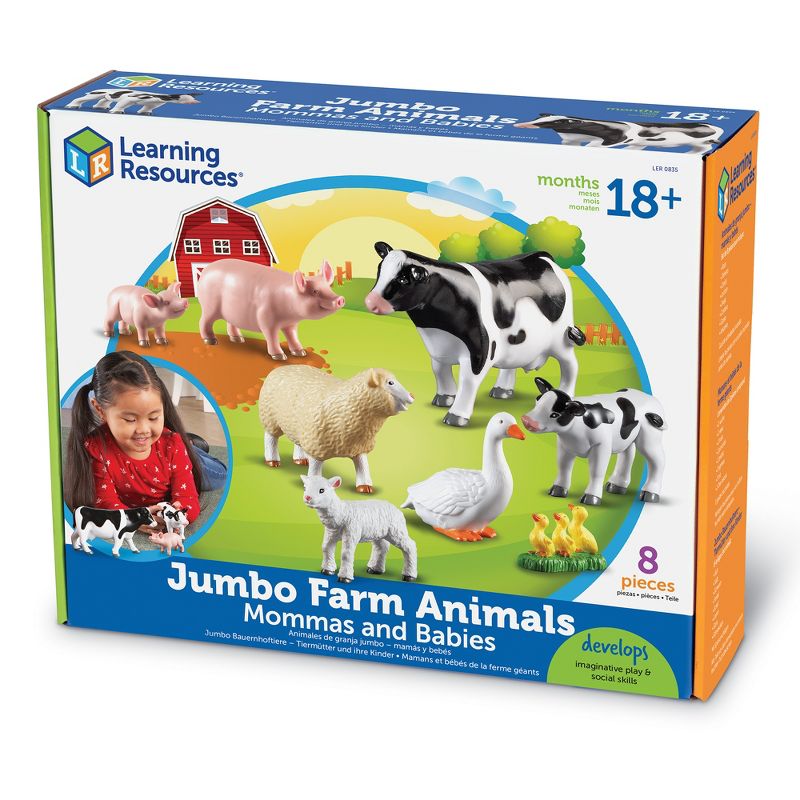 Learning Resources Jumbo Farm Animals Mommas and Babies - 8 Pieces, Ages 18+ months Toddler Learning Toys, Farm Animal Figures for Kids, 3 of 8