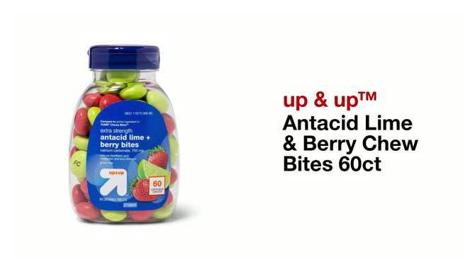 Antacid Lime &#38; Berry Chew Bites - 60ct - up &#38; up&#8482;, 2 of 6, play video
