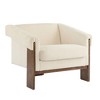 34" Mid-Century Modern Accent Chair with White Fabric, Deep Cushions, and Wide Armrests C Ideal for Living Room, Bedroom, or Office - 3 of 4