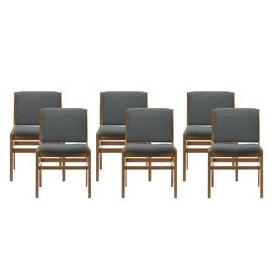 Christopher Knight Home Coston Upholstered Dining Chairs (Set of 6), Dark Gray/Walnut - 1 of 4