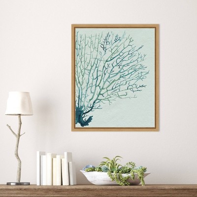 Seaglass Shadow I Abstract Tree Canvas Print with Maple Frame
