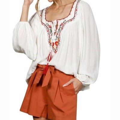 Women's Square Neck Embroidered Top - Vine & Love