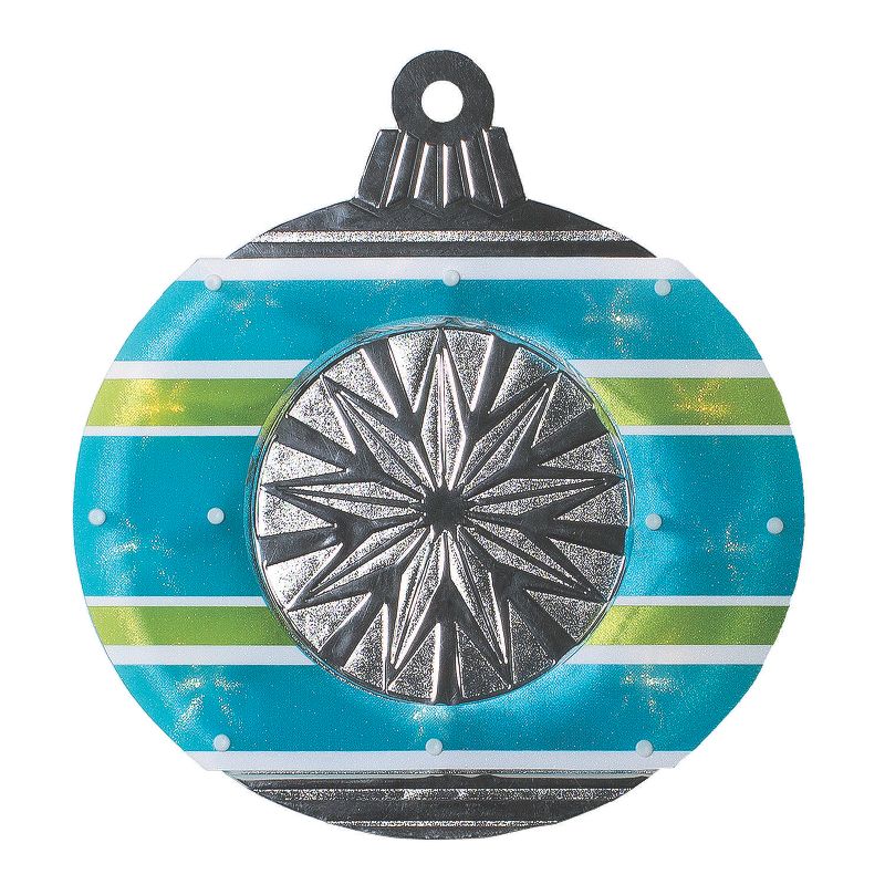 Impact Innovations 15.5" Blue and Green Lighted Christmas Ornament Window Silhouette, 1 of 4