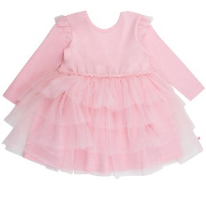 RuffleButts Toddler Girls Flutter Tulle Long Sleeve Twirl Dress - 1 of 4
