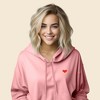 Dalix Pixel Heart Embroidered Fleece Cropped Hoodie Cold Fall Winter Women - 3 of 4