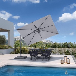 PURPLE LEAF Cantilever Patio Umbrella Outdoor Offset Umbrella with 3 Years Fade Resistance Recycled Fabric With Base - 1 of 1