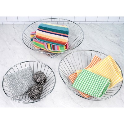 Industrial Silver 3-Tier Steel Hanging Storage Basket