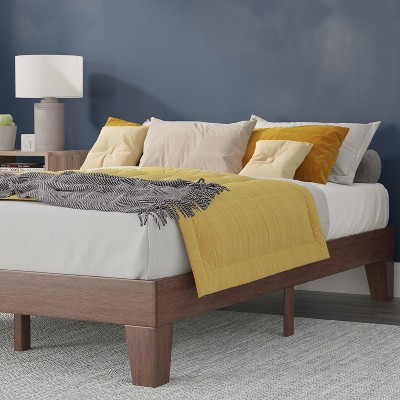 Evelyn Walnut Finish Full Wooden Platform Bed with Slats