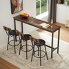 Industrial 4PCS Long Bar Table Set with 3 PU Upholstered Bar Stools, 4L -ModernLuxe - image 2 of 4