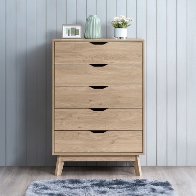 NicBex Modern 5-Drawer White Bedroom Dressers with Solid Wood Legs,Chest of Drawers for Bedroom,Entryway,Wooden Dresser Chest