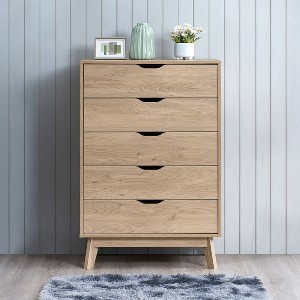 NicBex 5 Drawers Dresser with Interlock Drawer Feature Closet Organizers and Storage Chests of Drawers Tall Dressers for Bedroom, Living Room - 1 of 4