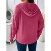 Clearlove Women's Plus Size Long Sleeve Hoodie V Neck Shirt Brushed Lightweight Active Top - 2 of 4