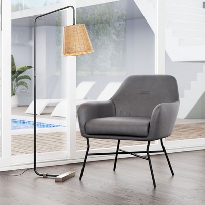 Taranto Accent Chair Vintage Gray - ZM Home: Vinyl Upholstery, Steel Frame, Modern Design for Bedroom & Living Room