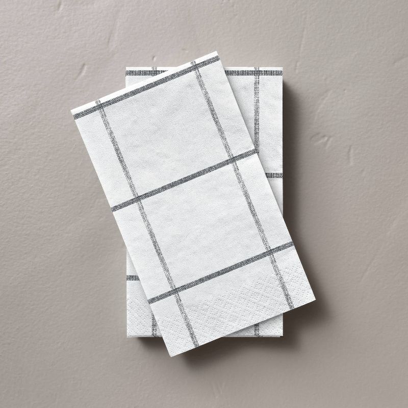 14ct Grid Lines Paper Hand Towels Dark Gray/Cream - Hearth &#38; Hand&#8482; with Magnolia, 1 of 4