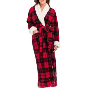 Women's Plush Fleece Bathrobe for Winter, Warm Cozy Bath Robe